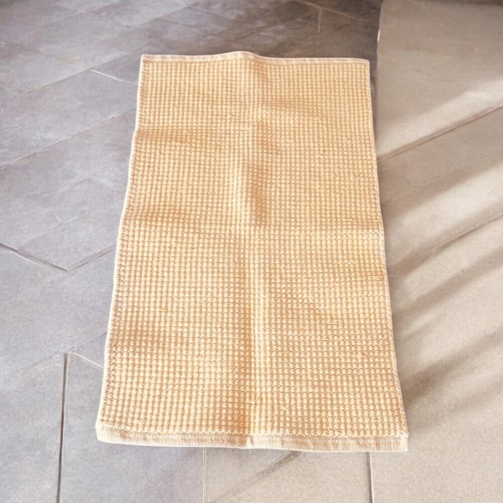 Yellow waffle weave cotton rug